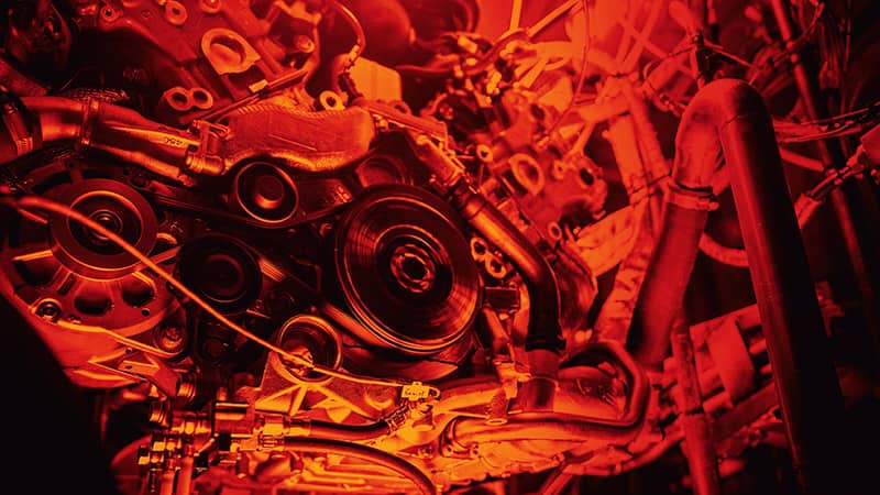 A close up of a car engine